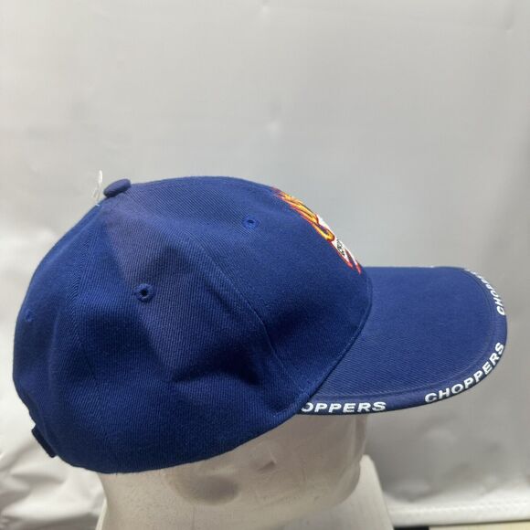 Choppers Flames Blue Hat Cap Biker Motorcycle Adjustable Strap Logo Embroidered - Picture 2 of 7